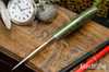 Bark River Knives: Adventurer - CPM 3V - Evergreen Burlap Micarta - Ghost Green Jade Spacer - Toxic Green Liners - Mosaic Pins