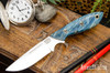 Bark River Knives: Adventurer - CPM 3V - Ocean Blue Maple Burl - Mosaic Pins
