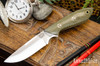 Bark River Knives: Adventurer - CPM 3V - Green Canvas Micarta - White Liners - Mosaic Pins