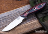 Bark River Knives: Adventurer - CPM 3V - Red & Black Linen Micarta - Blue Liners - Hollow Pins