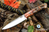 Bark River Knives: Aurora - CPM MagnaCut - Brown & Coral Maple Burl - White Liner - Mosaic Pins