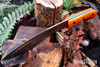 Bark River Knives: Camp Bolo CPM-154 - Blaze Orange G-10 - Thick Blue Liners - Black Pins
