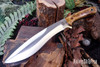 Bark River Knives: Camp Bolo CPM-154 - Tan Maple Burl - Thick Natural Liner & Pins