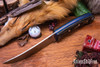 Bark River Knives: Fox River Trailing Point - 154CM - Black & Green Canvas Micarta - Thick Blue Liners
