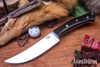 Bark River Knives: Fox River Trailing Point - 154CM - Black Burlap Micarta - Tan Liner