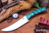 Bark River Knives: Fox River Trailing Point - 154CM - Turquoise Maple Burl - Thick White Liners