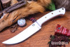 Bark River Knives: Fox River Trailing Point - 154CM - White G-10 Cherry - Red Liners - Brass Pins