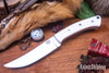Bark River Knives: Fox River Trailing Point - 154CM - White Linen Micarta - Thick Black Liners