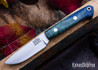 Bark River Knives: Little Creek - MagnaCut - Green & Blue Tigertail Maple Burl - Orange Liner
