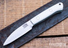 Bark River Knives: Little Carver - MagnaCut - White Linen Micarta - Sea Blue Liners