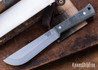 L.T. Wright Knives: Woods Monkey Half/Chete - Black Micarta - Matte - 1095 Carbon Steel - Stonewashed - Firehose Sheath