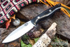 Bark River Knives: UP Gunny 3V - Black Canvas Micarta - Blue Liners - Mosaic Pins