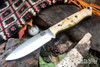 Bark River Knives: UP Gunny 3V - California Buckeye Burl - Toxic Green Liners - Mosaic Pins