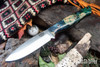 Bark River Knives: UP Gunny 3V - Blue & Teal Maple Burl - Mosaic Pins