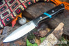 Bark River Knives: UP Gunny 3V - Black Canvas Micarta - Turquoise Spacer - White Liners