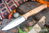 Bark River Knives: UP Gunny 3V - Natural Curly Maple - Green Liners