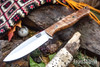 Bark River Knives: UP Gunny 3V - Tan Tigertail Maple Burl - Mosiac Pins