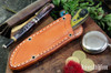 Bark River Knives: Essential - MagnaCut - CF Bolster - Tan Burlap Micarta - Black Liners