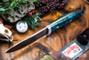 Bark River Knives: Classic Semi Skinner - MagnaCut - Turquoise Maple Burl - Blaze Orange Liner