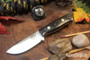 Bark River Knives: Micro Bravo CPM-154 - Black Canvas Micarta - Red Liners - Brass Pins