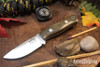 Bark River Knives: Micro Bravo CPM-154 - Green Canvas Micarta - Red Liners