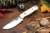 Bark River Knives: Micro Bravo CPM-154 - White Linen Micarta - Red Liners - Mosaic Pins