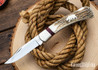Buck Knives: 110 Folding Hunter - Wilde Bill Cody Grizzly Bear Limited Edition - Elk Antler & Bloody Jasper - 420HC - Custom Filework