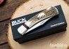 Buck Knives: 110 Folding Hunter - Wilde Bill Cody Grizzly Bear Limited Edition - Elk Antler & Bloody Jasper - 420HC - Custom Filework