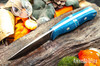 Bark River Knives: North Country EDC - CPM 154 - Blue Canvas Micarta -Turquoise Spacer - White Liners