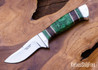 Alan Warren Custom Knives: #2650 Humpback Hunter - Dyed Box Elder - Ironwood, Nickel Silver, Brass & Black G10 Accents - CPM 154