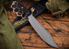 RMJ Tactical: Marauder - Trench Bowie - Black G-10 - CPM-3V - Savage Stainless Cerakote - Tiger Stripe Sheath