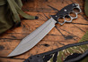 RMJ Tactical: Marauder - Trench Bowie - Black G-10 - CPM-3V - Savage Stainless Cerakote - Tiger Stripe Sheath