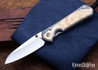 Chris Reeve Knives: Large Sebenza 31 - Insingo - Glass Blasted Titanium - Box Elder Burl - CR08AL007