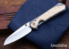 Chris Reeve Knives: Large Sebenza 31 - Insingo - Glass Blasted Titanium - Box Elder Burl - CR08AL009