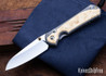 Chris Reeve Knives: Large Sebenza 31 - Insingo - Glass Blasted Titanium - Box Elder Burl - CR08AL010