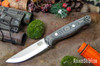 Bark River Knives: Gunny Scandi 3V - Black & Green Linen Micarta - Matte