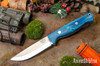 Bark River Knives: Gunny Scandi 3V - Blue Canvas Micarta - Turquoise Spacer - White Liners