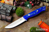 Bark River Knives: Gunny Scandi 3V - Blue Cyclone Mesh - White Liners