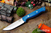 Bark River Knives: Gunny Scandi 3V - Blue Jean - White Liners