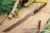 Bark River Knives: Tengu - CPM 3V - Black Bolster - Dark Curly Maple - Black Liners - Mosaic Pins