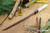 Bark River Knives: Tengu - CPM 3V - Black Bolster - White Linen Micarta - Toxic Green Liners - Brass Pins