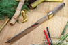 Bark River Knives: Tengu - CPM 3V - Bog Oak - Orange Liners - Mosaic Pins