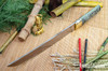 Bark River Knives: Tengu - CPM 3V - Green Maple Burl - Toxic Green Liners - Hollow Brass Pins