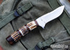 Alan Warren Custom Knives:#2713 Humpback Hunter - Sambar Stag- Ironwood Burl, Nickel Silver, Black G10 Accents - Ironwood Pommel w/Fossil Walrus Plug - CPM 154