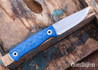 SRM Knives: Bushcut 702T-ME - Blue Micarta - Stonewashed Drop Point - 14C28N