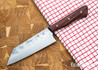 Muteki: 5.94" Bunka - Teak Wood - Green G10 Liners - Hitachi White #1 Steel - #6132