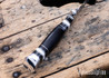 Alan Warren Custom Knives: #2711 Trailing Point Hunter - African Blackwood - Nickel Silver/Black G10/Fossilized Walrus Ivory Spacers - Aluminum Pommel - File Work - CPM-154