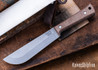 L.T. Wright Knives: Woods Monkey Half/Chete - Burlap Micarta - Matte - 1095 Carbon Steel - Stonewashed - Firehose Sheath
