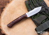 7Forge Knives: Mini Trapper - Crosscut Canvas Micarta - Purple Linen Liners - Purple Fiberoptic Pins - AEB-L
