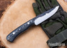 7Forge Knives: Custom Forged Hunter - Raven Richlite - Blue Liners - Aluminium Pins - 5160